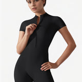 Sleek Compression Short-Sleeve Bodysuit - Black