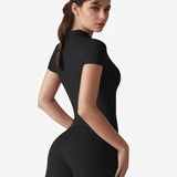 Sleek Compression Short-Sleeve Bodysuit - Black