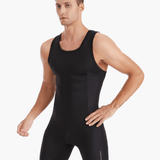 Front angled view of the Pontoon Performance Rowing Suit, also known as a Unisuit, Zootie, or AIO, in black, featuring flat lock stitching and moisture-wicking fabric for superior comfort and performance.