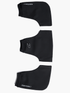Top-down view of the Pontoon Rowing Pogies in black, showing the three-piece set designed for sculling and sweeping, made from durable waterproof fabric for thermal protection and optimal oar control.
