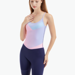 CrewLine Women’s Performance Rowing Zootie with a soft pastel gradient top and navy bottom, designed for durability, flexibility, and rowing performance.