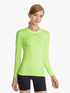 Front view of the SolarShield UVTee Long Sleeve for Ladies in neon yellow, featuring SPF 50+ UV protection, water-resistant fabric, and a comfortable fit designed for rowing and paddling.