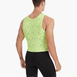 Back view of the HighViz Men’s Reflective Unisuit showcasing over-the-shoulder straps, a bright green reflective top, and black bottom designed for safety and performance.