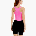 Detailed view of the silver reflective print on the bright pink top of the HighViz Women’s Reflective Rowing Suit, enhancing visibility during early morning or evening rows.