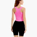Detailed view of the silver reflective print on the bright pink top of the HighViz Women’s Reflective Rowing Suit, enhancing visibility during early morning or evening rows.