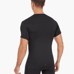 Back view of the Men’s UVTee Lightweight Baselayer in black, emphasizing its seamless construction, advanced UV protection, and lightweight fabric for intense rowing sessions.