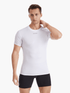 Front view of the Men’s UVTee Lightweight Baselayer by Pontoon in white, featuring ultra-lightweight technical fabrics, flatlock stitching, and UPF 50+ protection, ideal for rowing and outdoor activities.