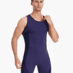 Angled front view of the Pontoon Performance AIO, highlighting its moisture-wicking fabric, minimalist design, and ergonomic fit for competitive rowers.