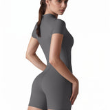 Sleek Compression Short-Sleeve Bodysuit - Slate