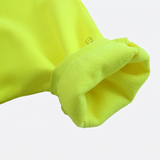 Close-up of High Viz Pogies rowing pogies showing material detail and high visibility colour on light grey background