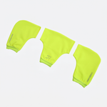 Pontoon Sports High Viz Pogies rowing hand warmers displayed on light grey background, front view showing oar handle opening
