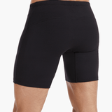 Back view of the Unisex Rowing Shorts (Black), also called rowing trou, emphasizing the reinforced seat under the sit bones and lightweight, sweat-wicking fabric for rowers.