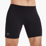Front view of the Unisex Rowing Shorts (Black), also known as rowing trou, made from Osmotec Lycra with a double-lined seat, flat-lock stitching, and a stretch waistband for secure and comfortable rowing sessions.