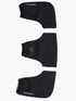 Top-down view of the Pontoon Rowing Pogies in black, showing the three-piece set designed for sculling and sweeping, made from durable waterproof fabric for thermal protection and optimal oar control.