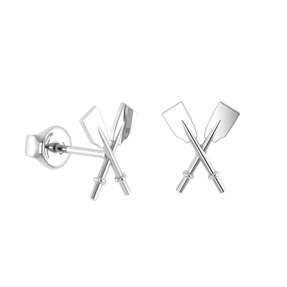 Crossed Oars Stud Earrings - Strokeside Designs rowing gifts - rowing jewellery