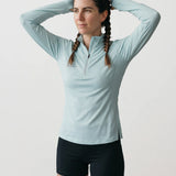 Women’s Breeze Mesh Quarter Zip – Quick-Dry Activewear – Light Green