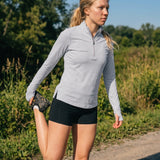 Women’s Mesh ¼ Zip Active Top – Breathable & Lightweight – Grey