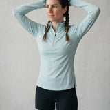 Women’s Breeze Mesh Quarter Zip – Quick-Dry Activewear – Light Green