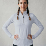 Women’s Mesh ¼ Zip Active Top – Breathable & Lightweight – Grey