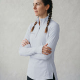 Women’s Mesh ¼ Zip Active Top – Breathable & Lightweight – Grey