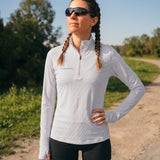 Women’s Mesh ¼ Zip Active Top – Breathable & Lightweight – Grey