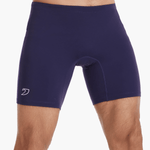 Angled back view of the Premium Osmotec Lycra Rowing Shorts, also called rowing trou, in navy, showcasing the double-lined seat for enhanced comfort and durability during rowing sessions.