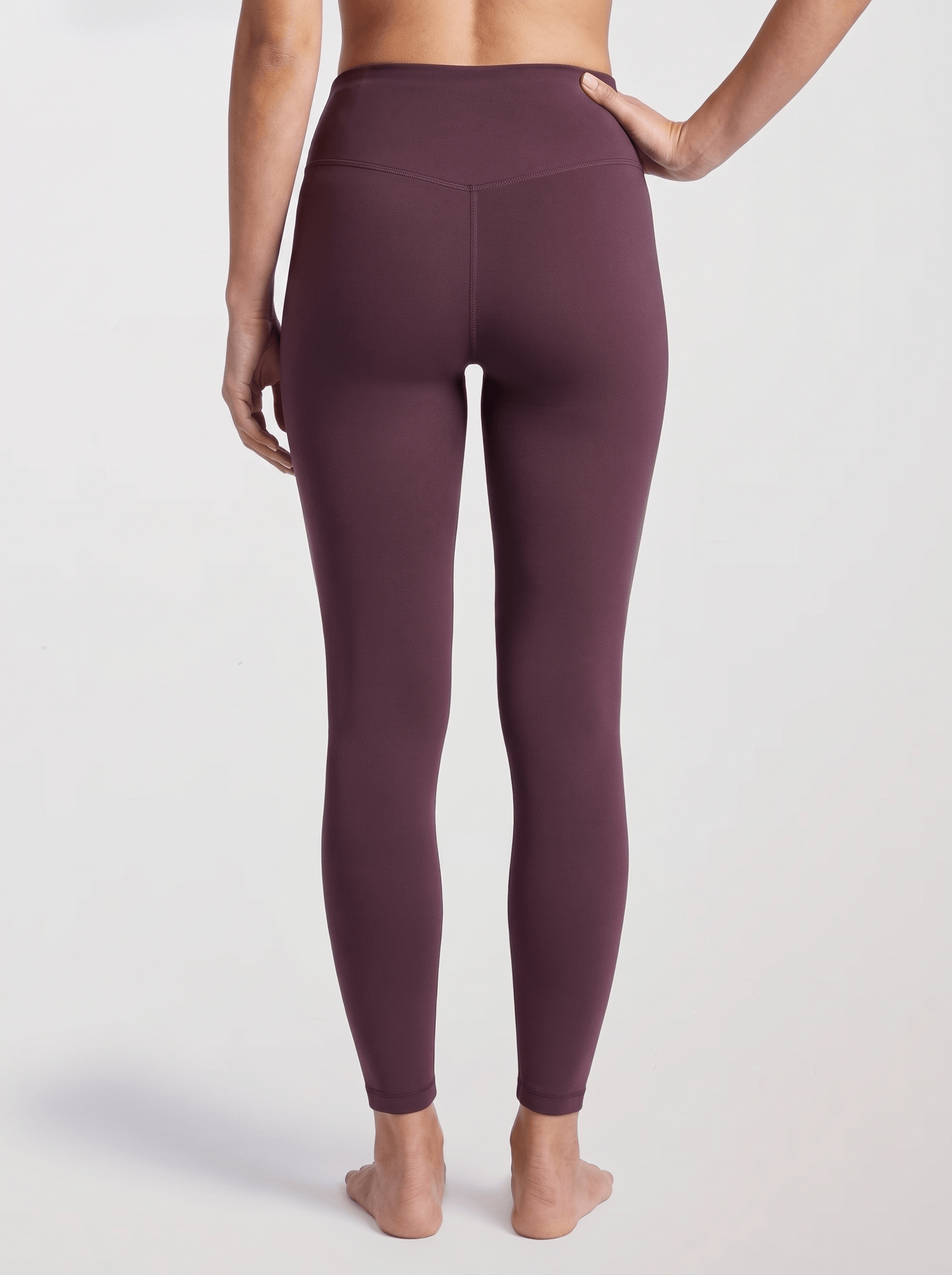 Women's High Waisted Leggings, Plum, view 3
