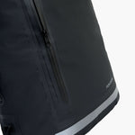 Close-up of the side zipper pocket with waterproof seams.