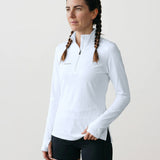 Women’s Sport Quarter Zip – Mesh Training Top – White – Lightweight Fit