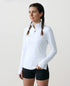 Women’s Sport Quarter Zip – Mesh Training Top – White – Lightweight Fit