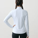 Women’s Sport Quarter Zip – Mesh Training Top – White – Lightweight Fit