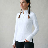 Women’s Sport Quarter Zip – Mesh Training Top – White – Lightweight Fit