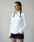 Women’s Sport Quarter Zip – Mesh Training Top – White – Lightweight Fit