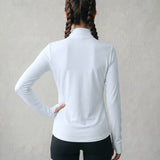 Women’s Sport Quarter Zip – Mesh Training Top – White – Lightweight Fit