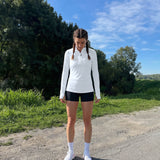 Women’s Sport Quarter Zip – Mesh Training Top – White – Lightweight Fit