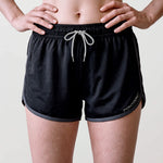 Women's Retro Sports Shorts, Black and Charcoal