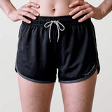 Women's Retro Sports Shorts, Black and Charcoal