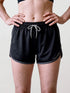 Women's Retro Sports Shorts, Black and Charcoal