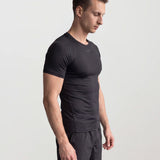 Men’s Rowing Baselayer Tee – Mesh Panel – Short Sleeve – Black UV Top