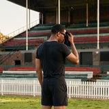 Men’s Rowing Baselayer Tee – Mesh Panel – Short Sleeve – Black UV Top