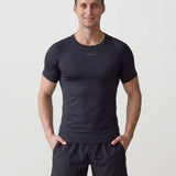 Men’s Rowing Baselayer Tee – Mesh Panel – Short Sleeve – Black UV Top