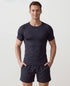Men’s Rowing Baselayer Tee – Mesh Panel – Short Sleeve – Black UV Top