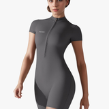 Sleek Compression Short-Sleeve Bodysuit - Slate