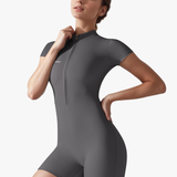 Sleek Compression Short-Sleeve Bodysuit - Slate