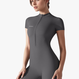 Sleek Compression Short-Sleeve Bodysuit - Slate