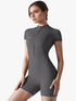 Sleek Compression Short-Sleeve Bodysuit - Slate