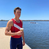 Men’s Rowing Unisuit – Varsity Sash – Carmine Red and Ivory