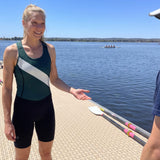 Ladies Rowing Unisuit – Varsity Sash – Forest Green and Ivory