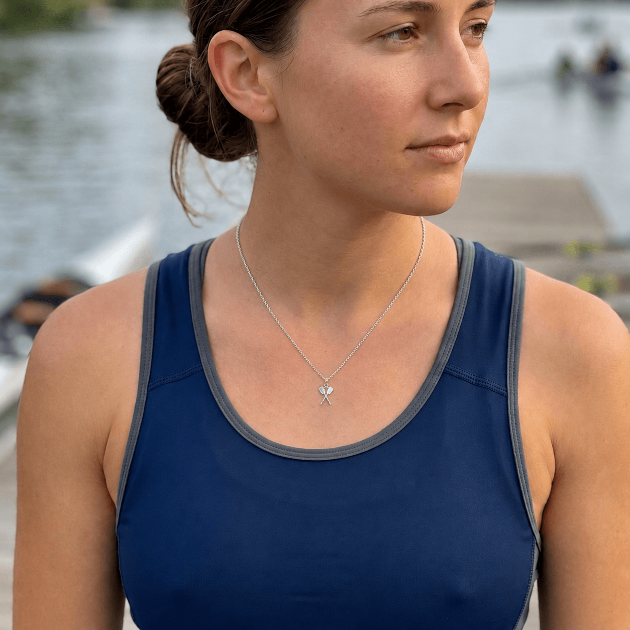 Crossed Oars Pendant - Strokeside Designs rowing gifts - rowing jewellery
