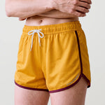 Women's Retro Sports Shorts, Mustard and Burgundy